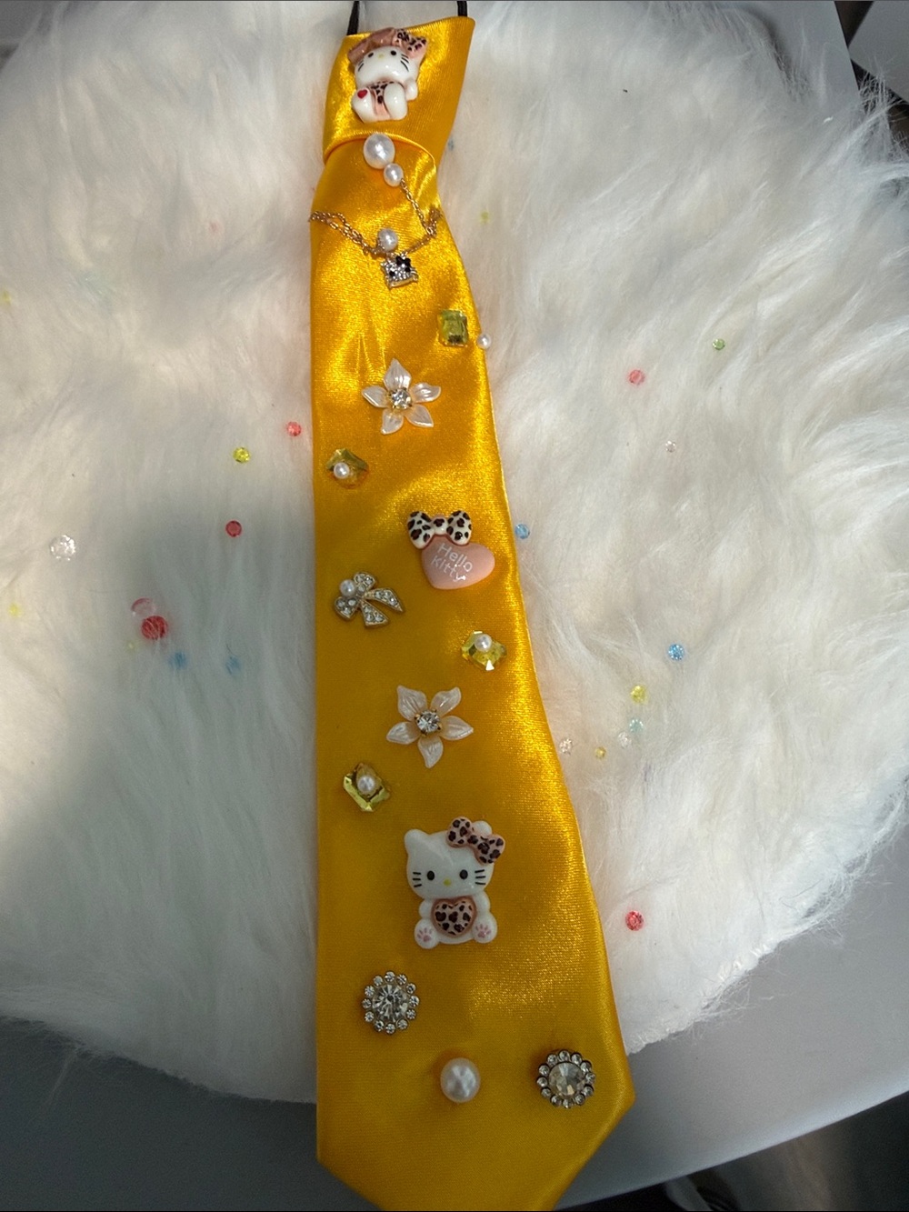 Yellow Kids Decorative Tie with Cute Charms